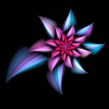 Abstract Exotic Flower With Pink And Blue Petals. Fantasy Fractal Design. Psychedelic Digital Art. 3D Rendering.