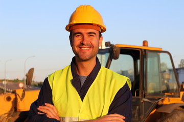 Poster - Worker with crane on the background