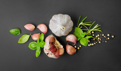 Sticker - composition of garlic and spices