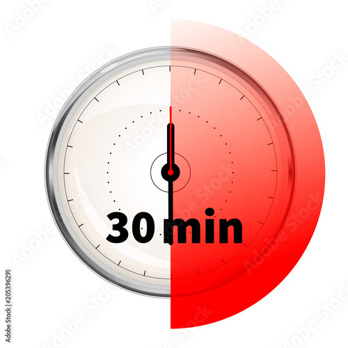 Fotografía Realistic clock face with thirty minutes timer on white