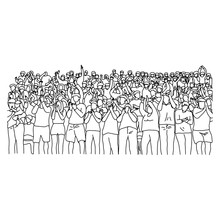 Outline Crowd People On Stadium Vector Illustration Sketch Hand Drawn With Black Lines Isolated On White Background