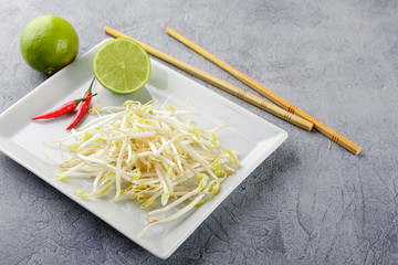 Sticker - Bean sprouts in white plate.