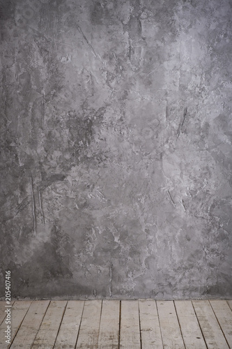 Bright Vintage Loft Interior With Wooden Floor Textured Aged Grey