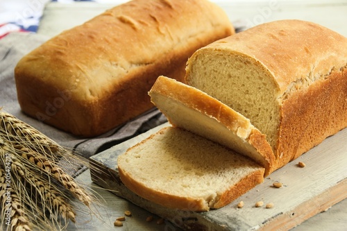 Fotografie, Obraz Homemade bread loaf sliced, selective focus