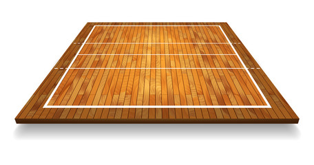 Wall Mural - An illustration of an aerial view of a hardwood with perspective volleyball court. Vector EPS 10