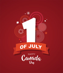 Wall Mural - Happy Canada Day poster. 1st july. Vector illustration greeting card. Canada Maple leaves on white background