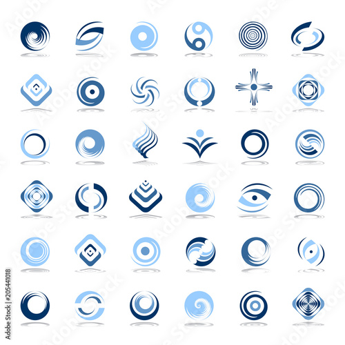 Design elements set. Abstract icons in blue colors.