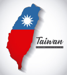 Sticker - Taiwan map icon over white background, colorful design. vector illustration