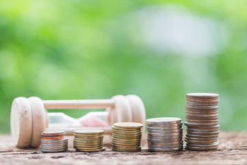 Wall Mural - Investment and financial concept, Close up of stacking coins of growth to profit finance.