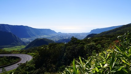 Col de Bellevue, vue de St Benoît et de l'océan, La Réunion 