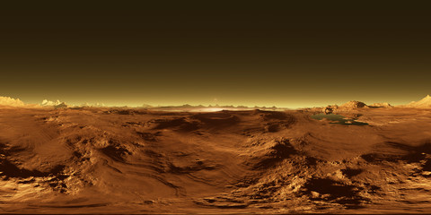Wall Mural - 360 equirectangular projection of titan, largest moon of saturn with atmosphere, hdri environment ma