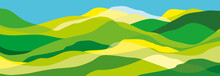 Multicolored Mountains, Green And Yellow Waves, Abstract Shapes, Modern Background, Vector Design Illustration For You Project
