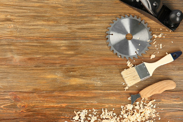 Poster - Set of carpenter's tools on wooden background