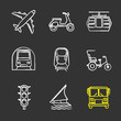 Public transport chalk icons set