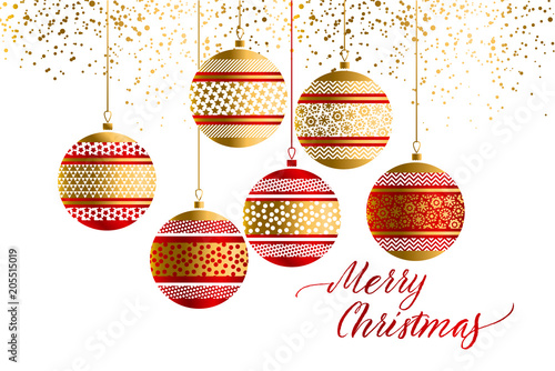 Luxury red xmas bubbles with gold decor