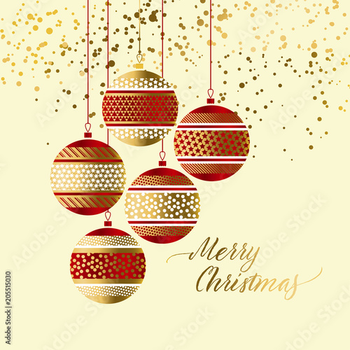 Luxury red xmas bubbles with gold decor