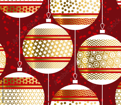 Luxury red xmas bubbles seamless pattern for background