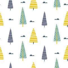 Plakat wzór las drzewa pejzaż natura