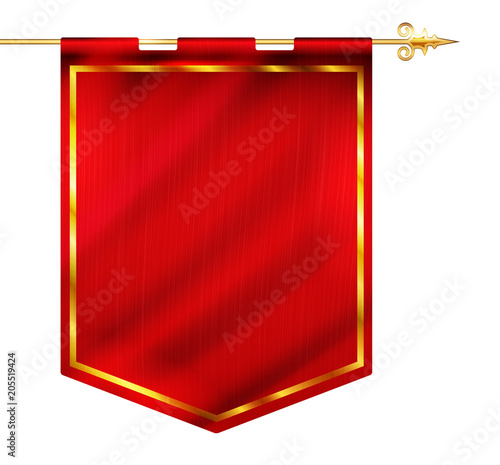 Medieval Style Red Flag Hanging On Gold Pole Buy This Stock