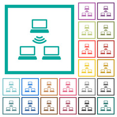 Poster - Wireless network flat color icons with quadrant frames