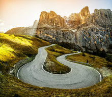 Mountain Road Highway Of Dolomite Mountain - Italy