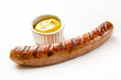 Seared sausage and mustard with copy space