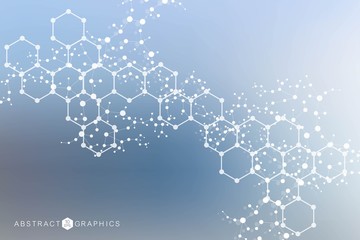 Wall Mural - structure molecule and communication. dna, atom, neurons. scientific concept for your design. connec