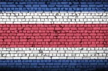 Costa Rica Flag Is Painted Onto An Old Brick Wall