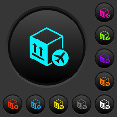 Poster - Air package transportation dark push buttons with color icons