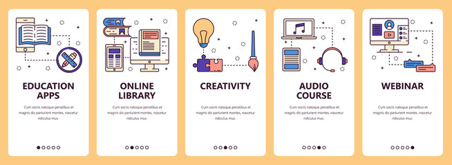 Wall Mural - vector line art web and mobile app template set