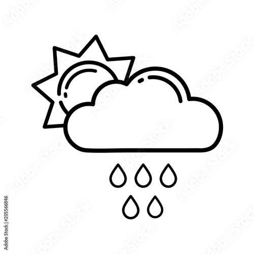 cartoon sun vector with a rainy cloud outline buy this stock vector and explore similar vectors at adobe stock adobe stock cartoon sun vector with a rainy cloud