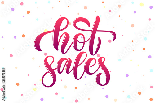 Fotografía vector calligraphy phrase hot sales for banner icon tag card promotion of woman