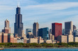 Windy City downtown skyline from Lake Michigan on a sunny day. Chicago is home to the Cubs, Bears, Blackhawks and deep dish pizza II