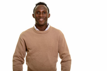 Young happy black African man smiling