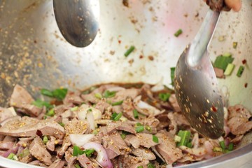 Sticker - Spicy pork salad delicious at street food