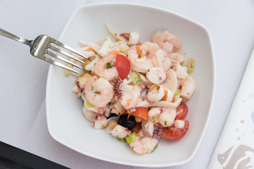 Tasty mixed seafood salad