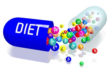 Diet concept - blue capsule