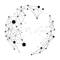 Poster - Network polygon particle dot connect line  build to sphere: Concept of Futuristic, Big Data, Data transform