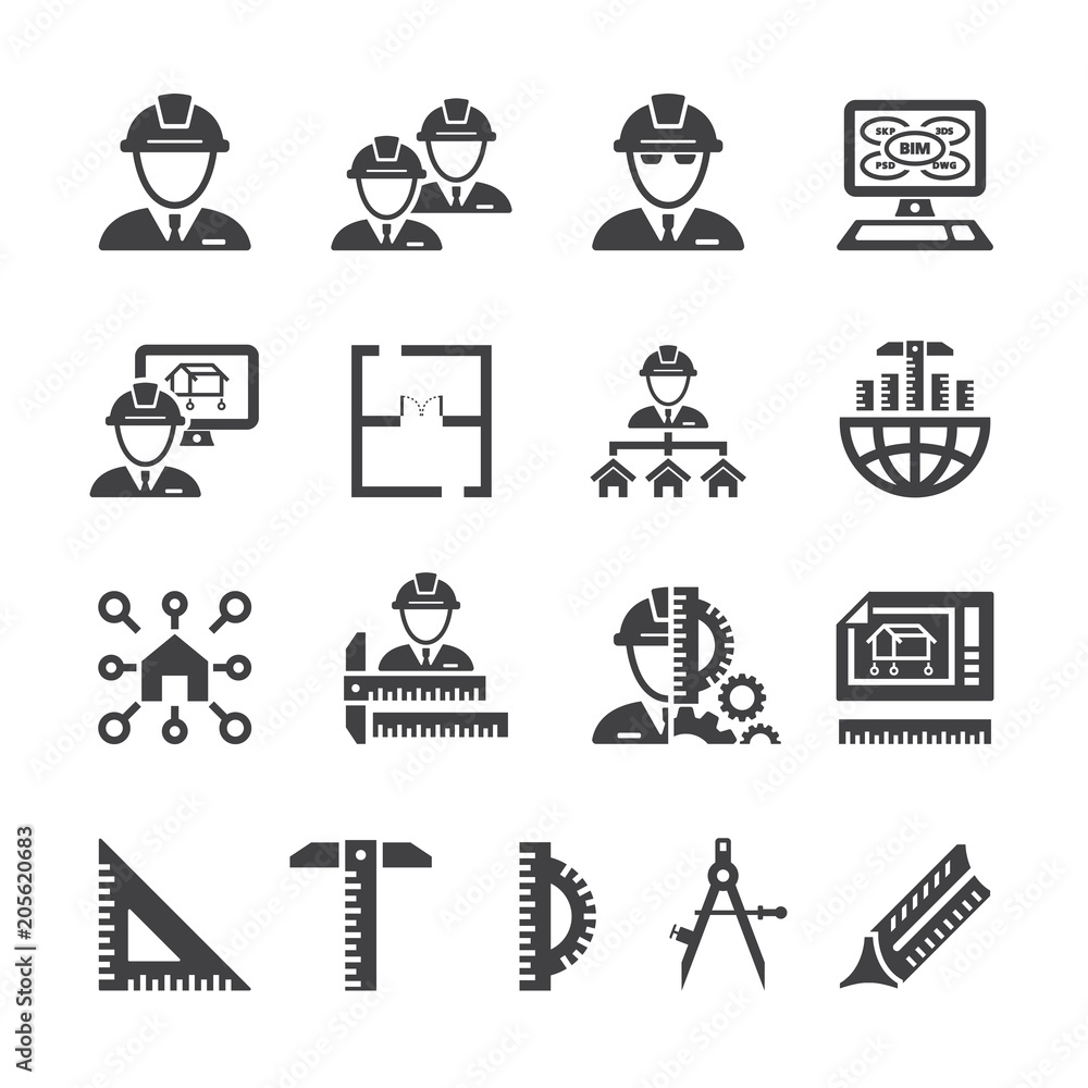 Architect Icon Set Architect icon set Stock Vector | Adobe Stock