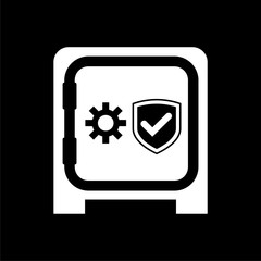 Canvas Print - Safe icon, Vector shield icon on dark background