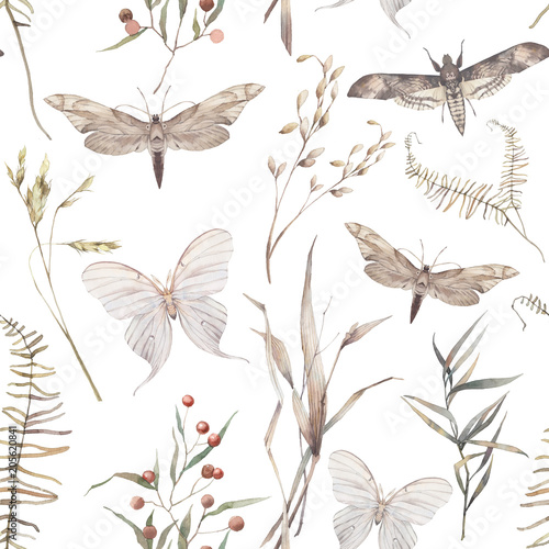 akwarela-motyl-i-lato-pole-ziola-wzor-recznie-malowane-tekstury-z-elementami-botanicznymi-rosliny-trawa-jagody-paproc-liscie-naturalne-powtarzajace-sie-tlo