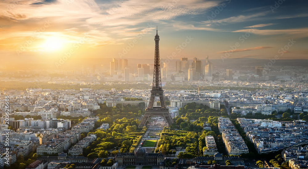 Aerial view on Eiffel Tower - obrazy, fototapety, plakaty 