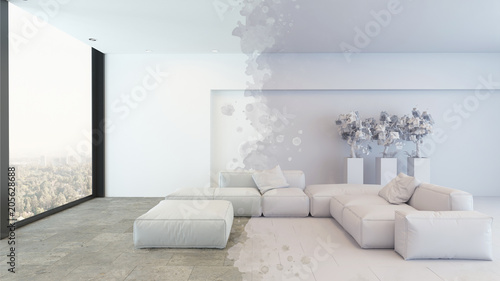 Luxury Minimalist Monochromatic White Living Room Kaufen