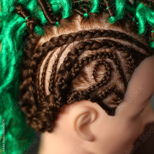 Thin Design Hairstyles Braids Dreadlocks Green On A