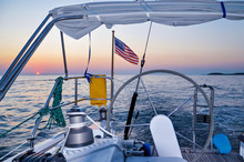 American Flag Flying On Boat