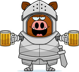 Poster - Drunk Cartoon Boar Knight