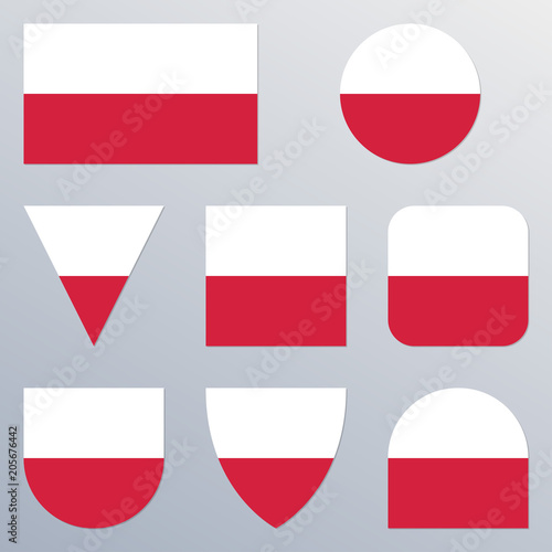 Poland Flag Icon Set Polish Flag Button Or Badge In Different Shapes Vector Illustration Stock Vector Adobe Stock