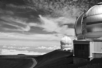 Mauna Kea Observatories. 4,200 meter high summit of Mauna Kea, the world's largest observatory for optical, infrared, and submillimeter astronomy. Big Island of Hawaii.
