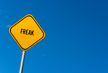 Wall Mural - freak - yellow sign with blue sky