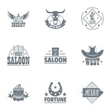 Fototapeta Sawanna - Wild west logo set. Simple set of 9 wild west vector logo for web isolated on white background